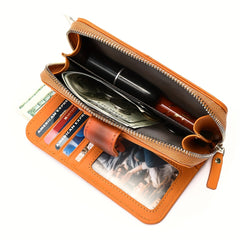 Top Layer Cowhide Vertical Women's Wallet with Card Slot