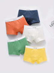 5pcs Letter Sports Print Boys Boxer Briefs Soft Comfortable Kids Clothes