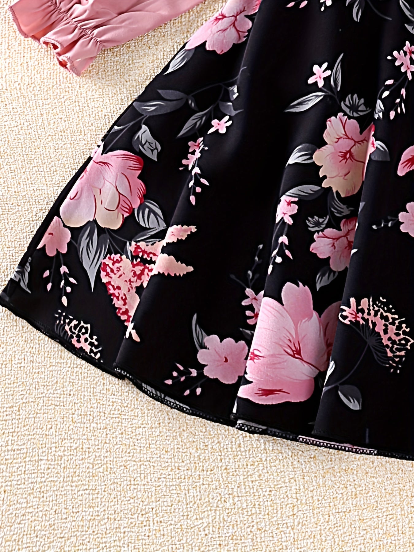 Girl's 2pcs Ruffled Shirt & Floral Skirt Set for Kids