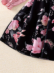 Girl's 2pcs Ruffled Shirt & Floral Skirt Set for Kids
