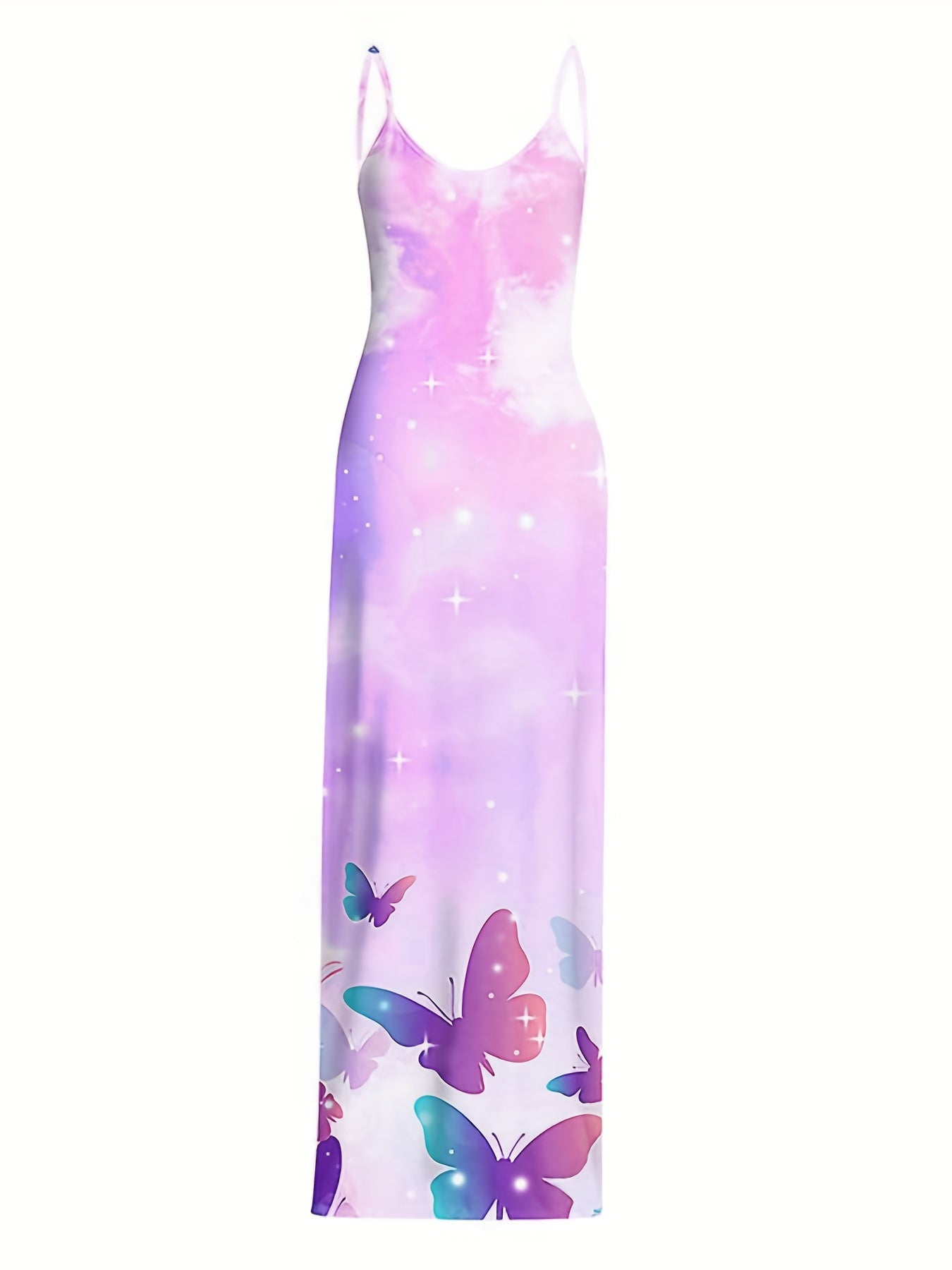 Women's Butterfly Tie Dye Sleeveless Maxi Summer Dress