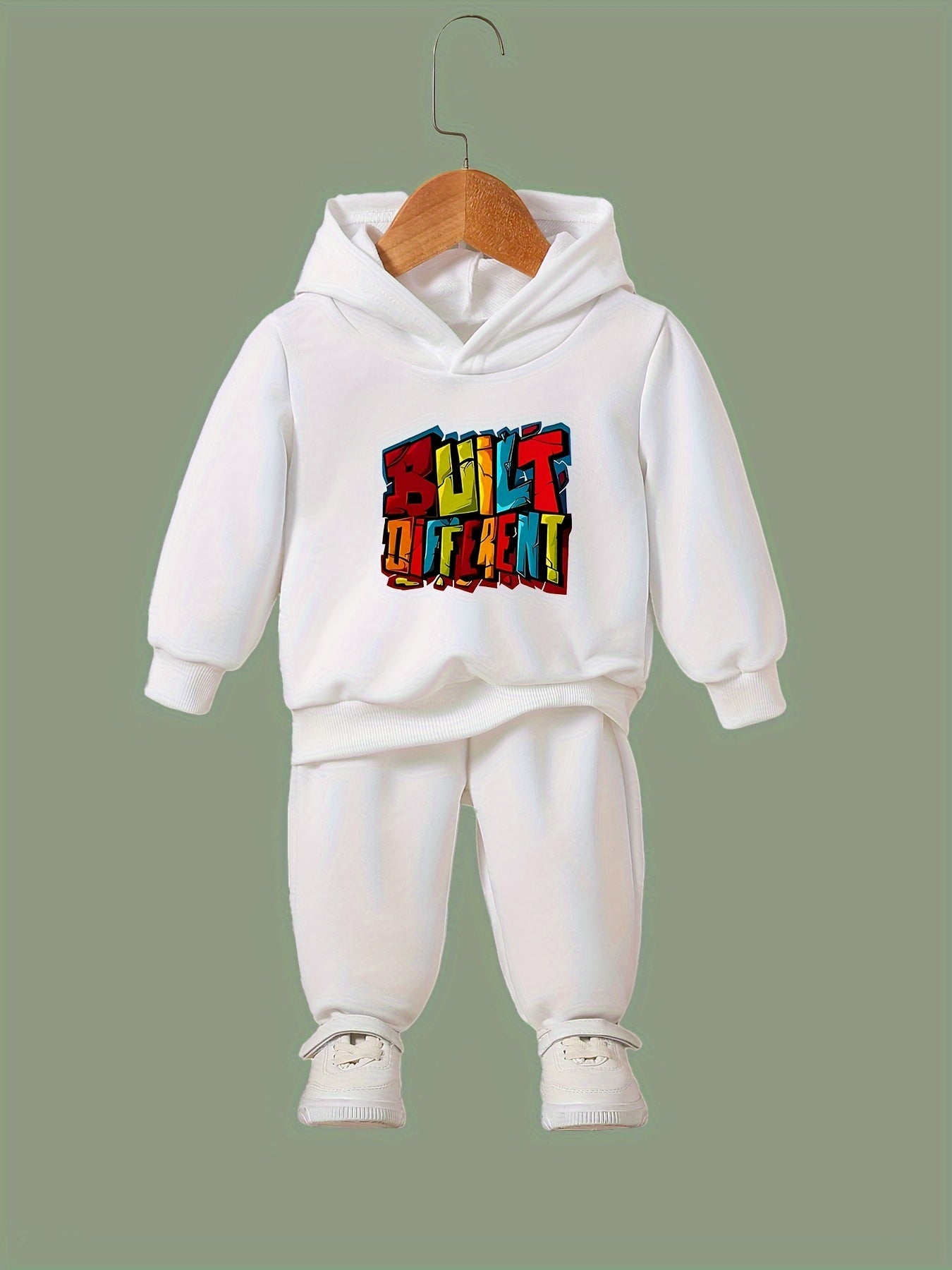 Kid's Built Different Print Outfit Hoodie & Pants Set