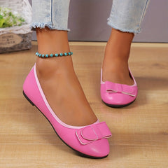 Bowknot Decor Slip On Flat Shoes - Women's Casual Lightweight Shoes
