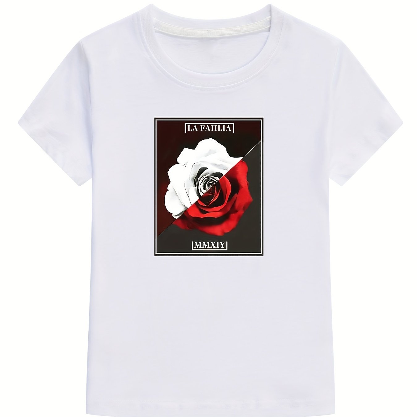 Girl's Mysterious Rose Print Outdoor Sport Tee Tops