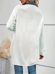 Colorblock Geo Print Open Front Cardigan