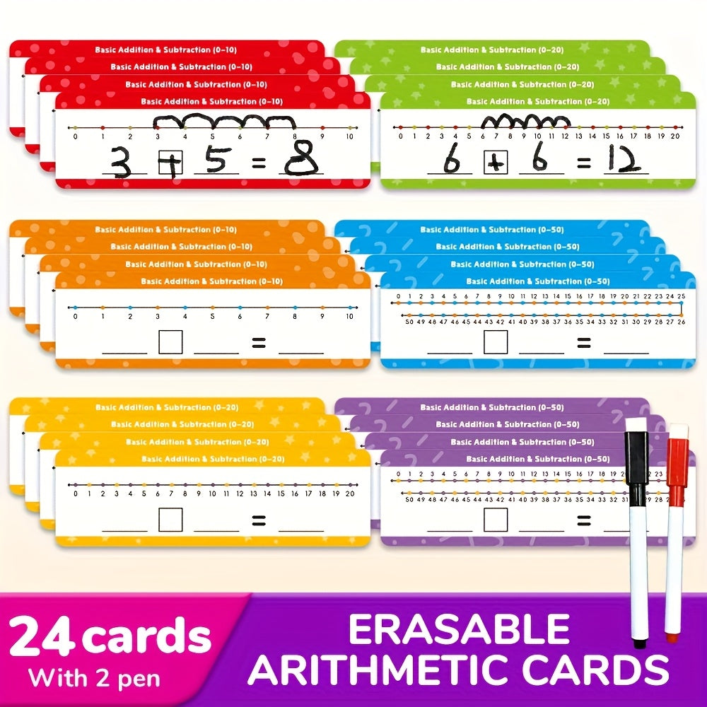 24pcs Number Line Cards 2 pens for Students Home school Teacher Supplies