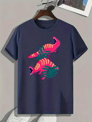 Dinosaurs Print Men's Graphic T shirt Casual Comfy Tees For Summer