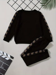 Graphic Print Boys Sweatshirt & Sweatpants Set