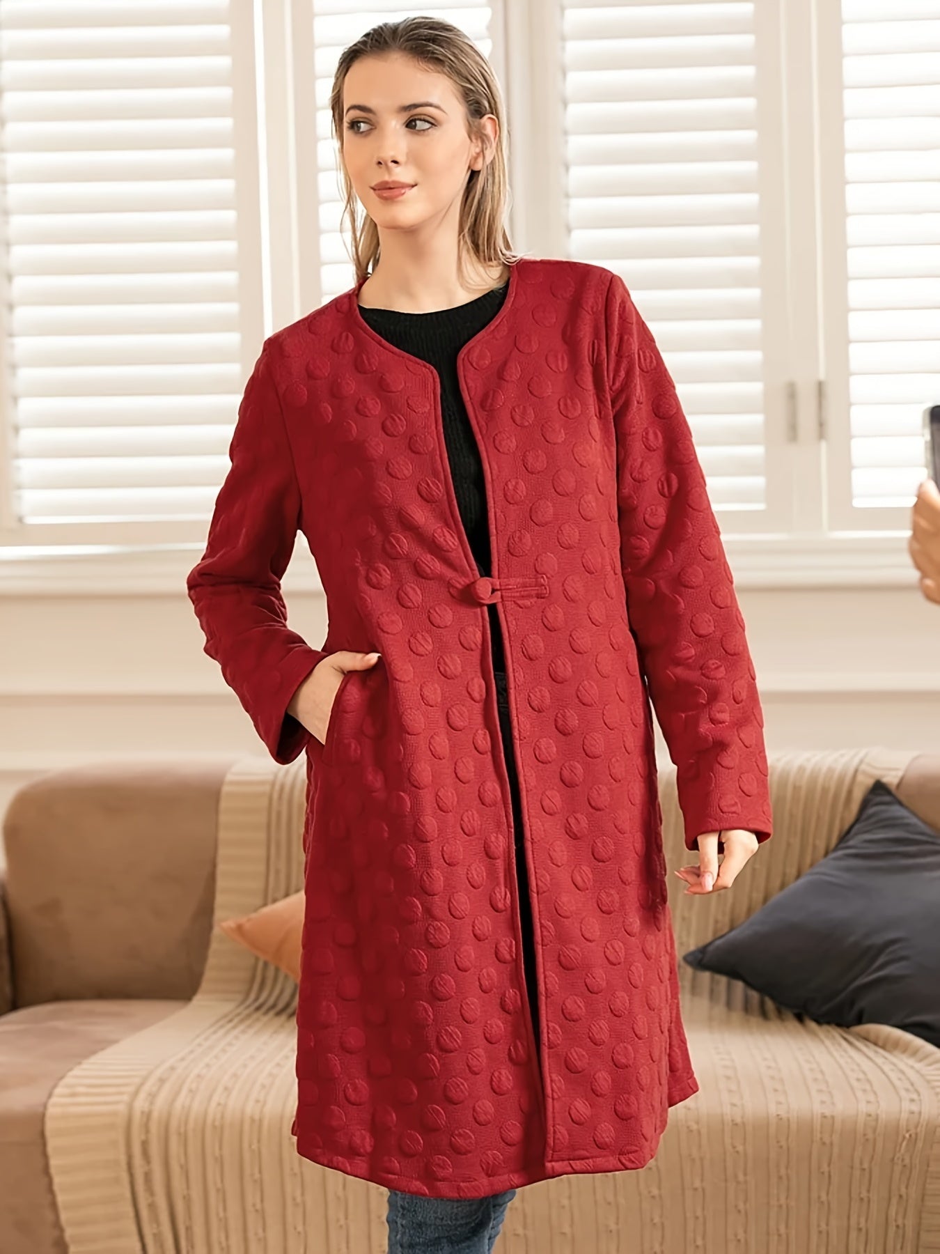Casual Long Raglan Sleeve Coat Loose Outerwear