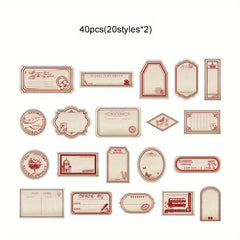 40pcs Retro Natural Adhesive Stickers Scrapbook Craft Bullet Journal Decals
