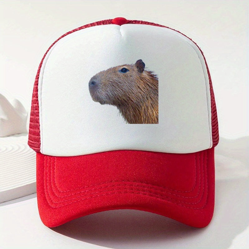 Capybara Print Baseball Cap Mesh Trucker Hat Sunscreen Dad Hat