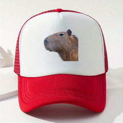 Capybara Print Baseball Cap Mesh Trucker Hat Sunscreen Dad Hat