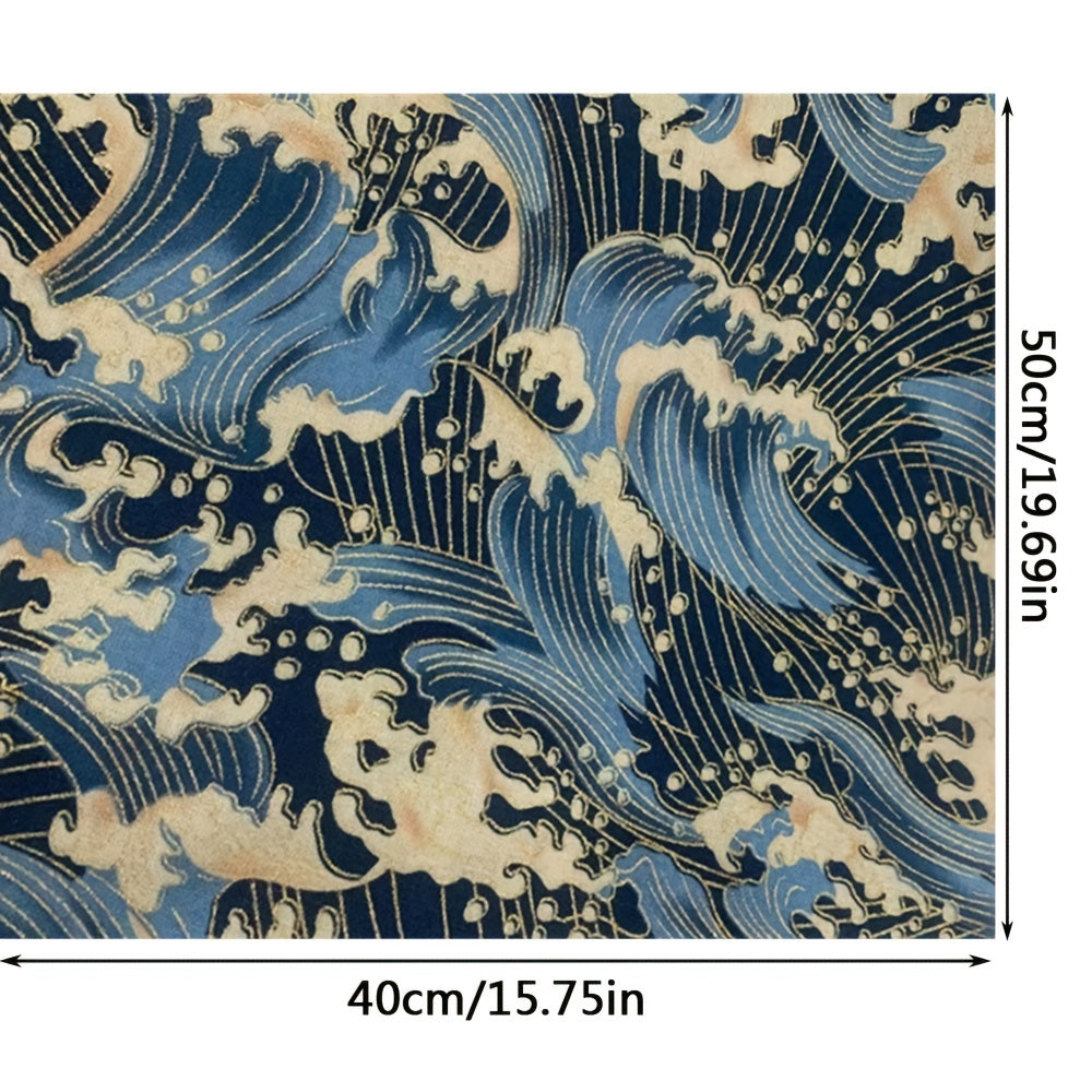 Japanese Style Fabric Small Sea Wave Pure Cotton 40x15in