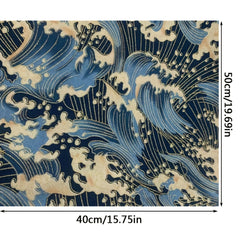 Japanese Style Fabric Small Sea Wave Pure Cotton 40x15in