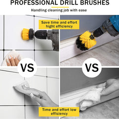 3pc Drill Brush Scrubber Kit for Grout Floor Tub Tile Cleaning