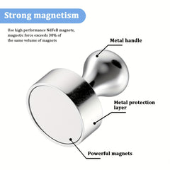 12pcs Strong Fridge Magnets Whiteboard Silver Push Peg Magnets