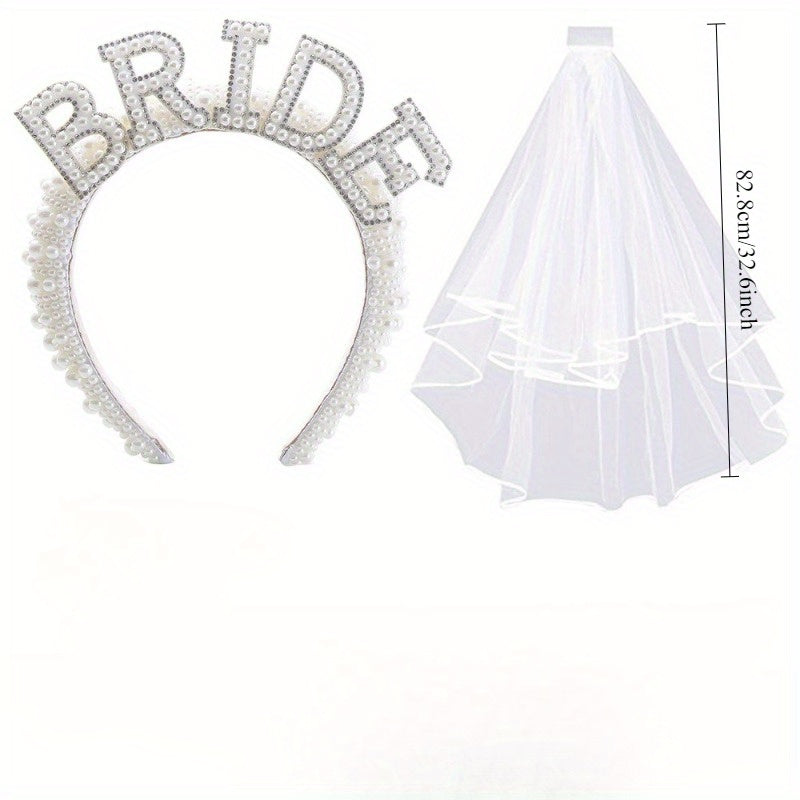 2pcs Bridal Headband Crown Wedding Shower Decor Bachelorette Party Supplies