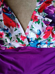 Floral Surplice Ruffle One Piece Swimsuit