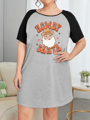 Santa Print Raglan Sleeve Tee
