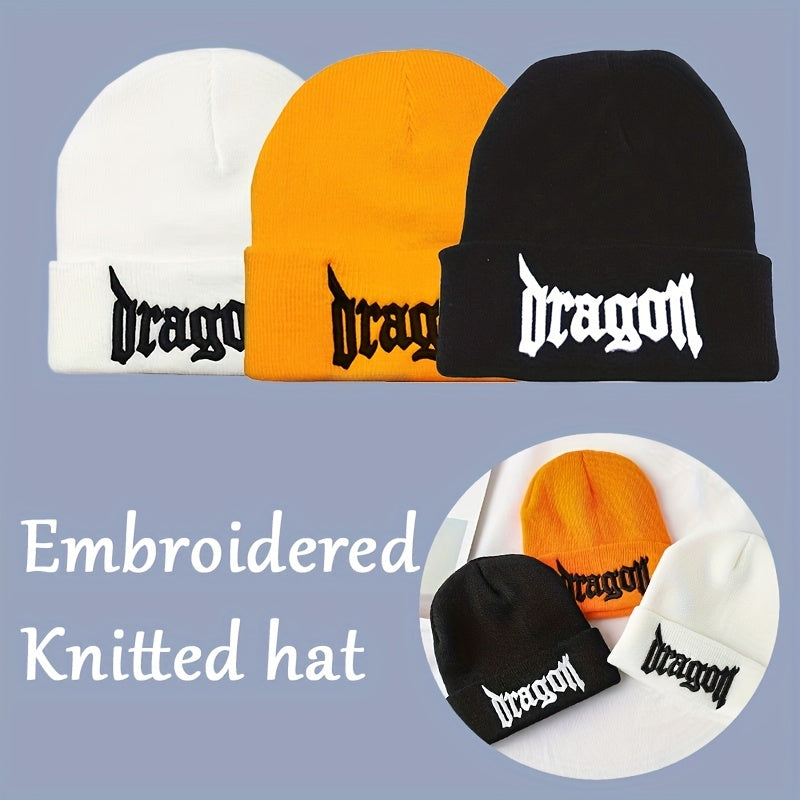 Embroidered Knitted Hat For Men Women Acrylic Fiber Cold Resistant Hat