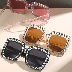 Rhinestone Square Sunglasses UV400 Sun Shades Glasses