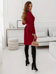 Button Shirt Dress Belt Long Sleeve Spring Fall Women's Clothing