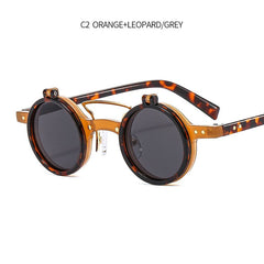 Vintage Punk Round Flip Sunglasses UV400 Shades