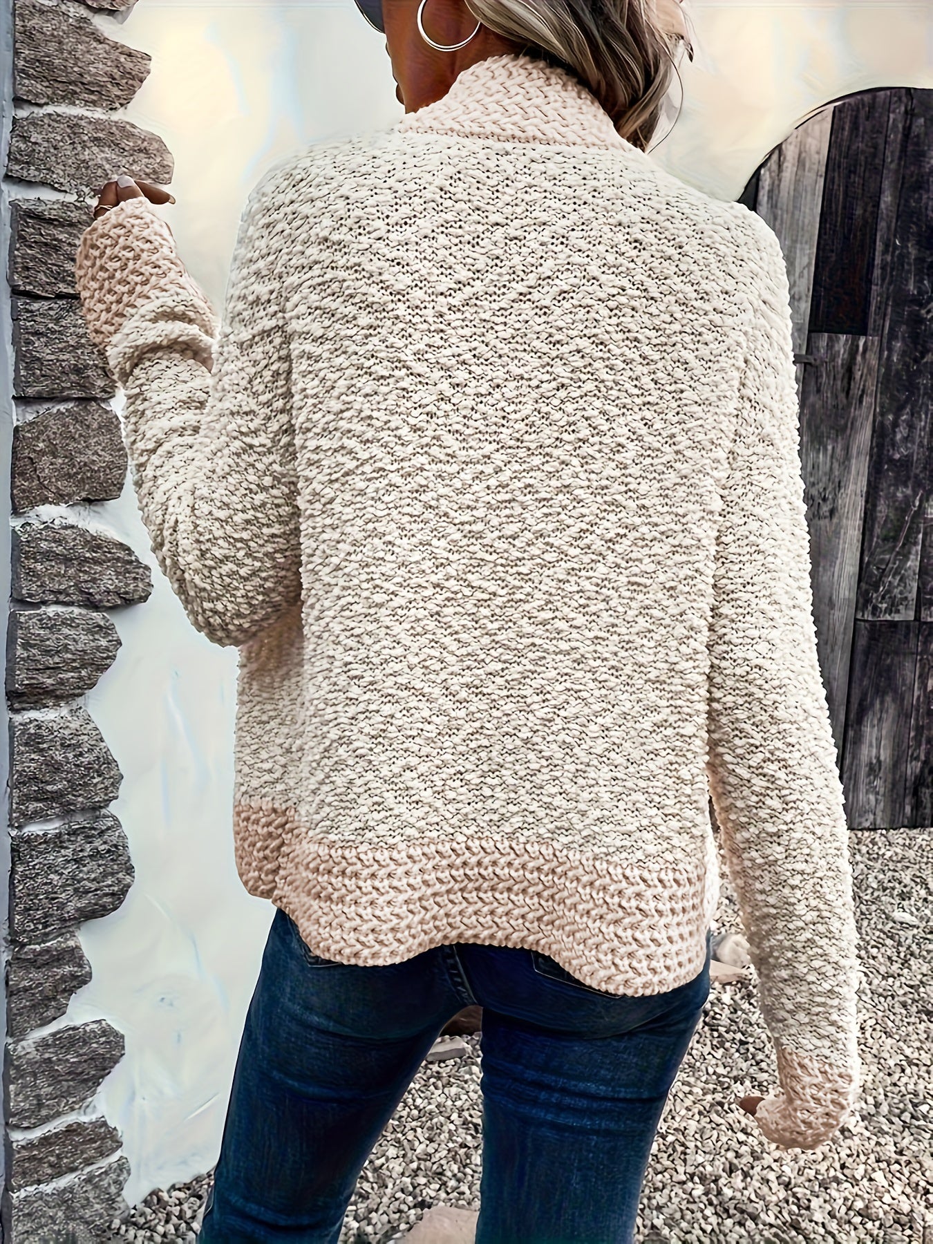Casual Cardigan Women's Solid Long Sleeve Open Front Stretch Cardigan