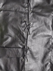 Men's Vintage Style Faux Leather Vest V-Neck Spring Fall