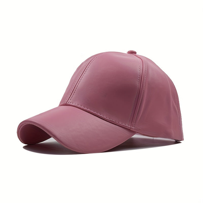 Unisex Outdoor PU Solid Baseball Cap | Smooth Leather All-match Dad Hat