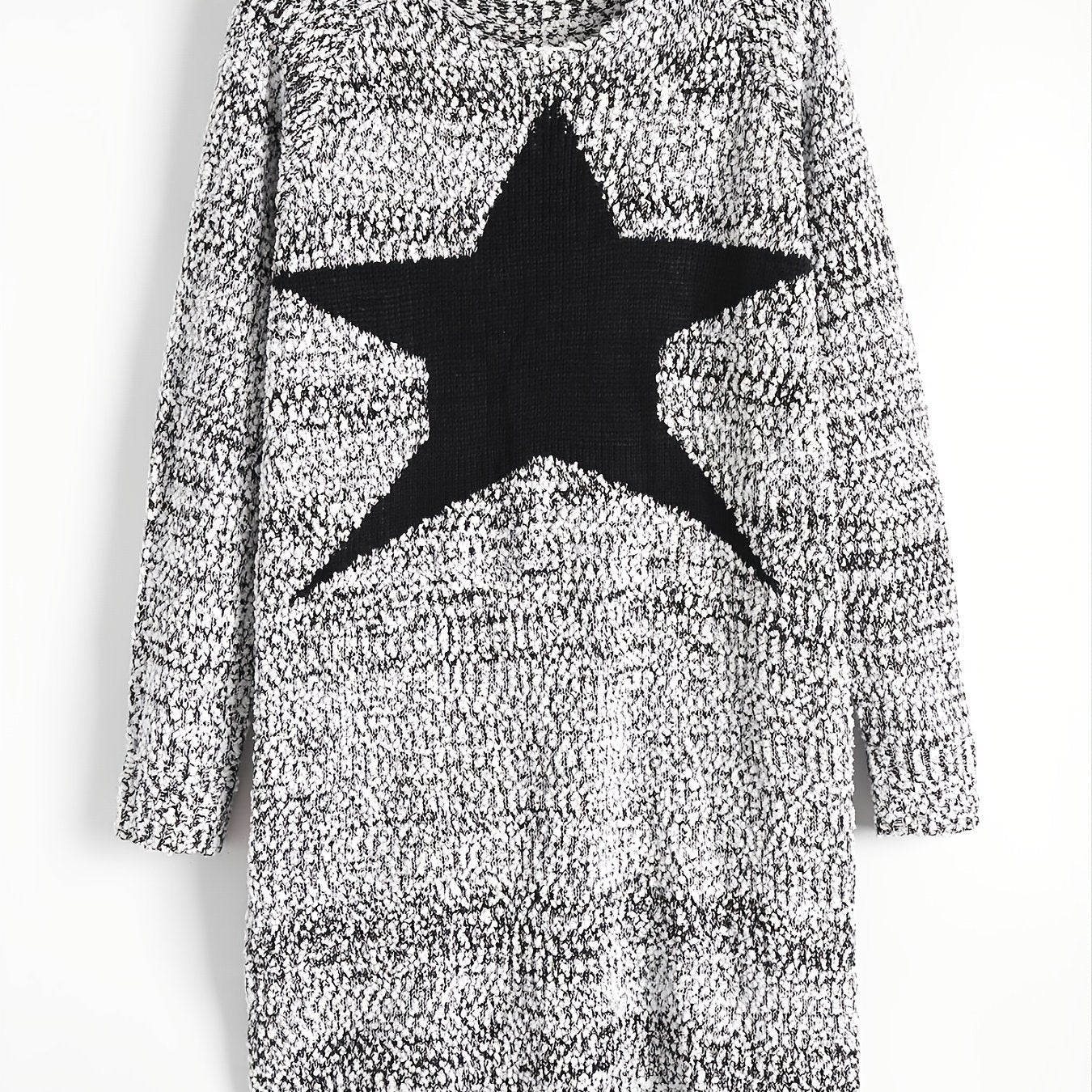 Star Graphic Long Sleeve Round Neck Sweater Dress