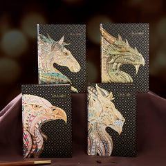 Vintage Embossed Dragon Faux Leather Journal 256 Pages Golden Foil Illustrations