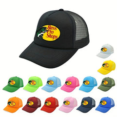 Mesh Trucker Cap Fish Pattern Breathable Baseball Hat for Fishing