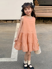 Girl's Polka Dot Princess Dress Sleeveless Crew Neck Summer Clothing
