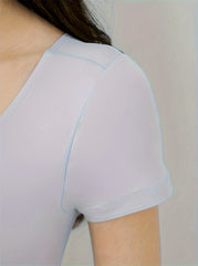 V Neck Crop Yoga Top Short Sleeves High Stretch