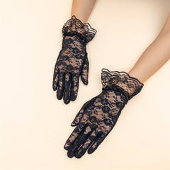 Lace Rose Gloves Elegant Prom Party Women's Gloves