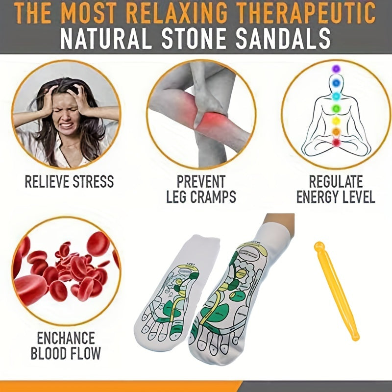 Acupoints Print Socks & Massage Stick Women's Stockings