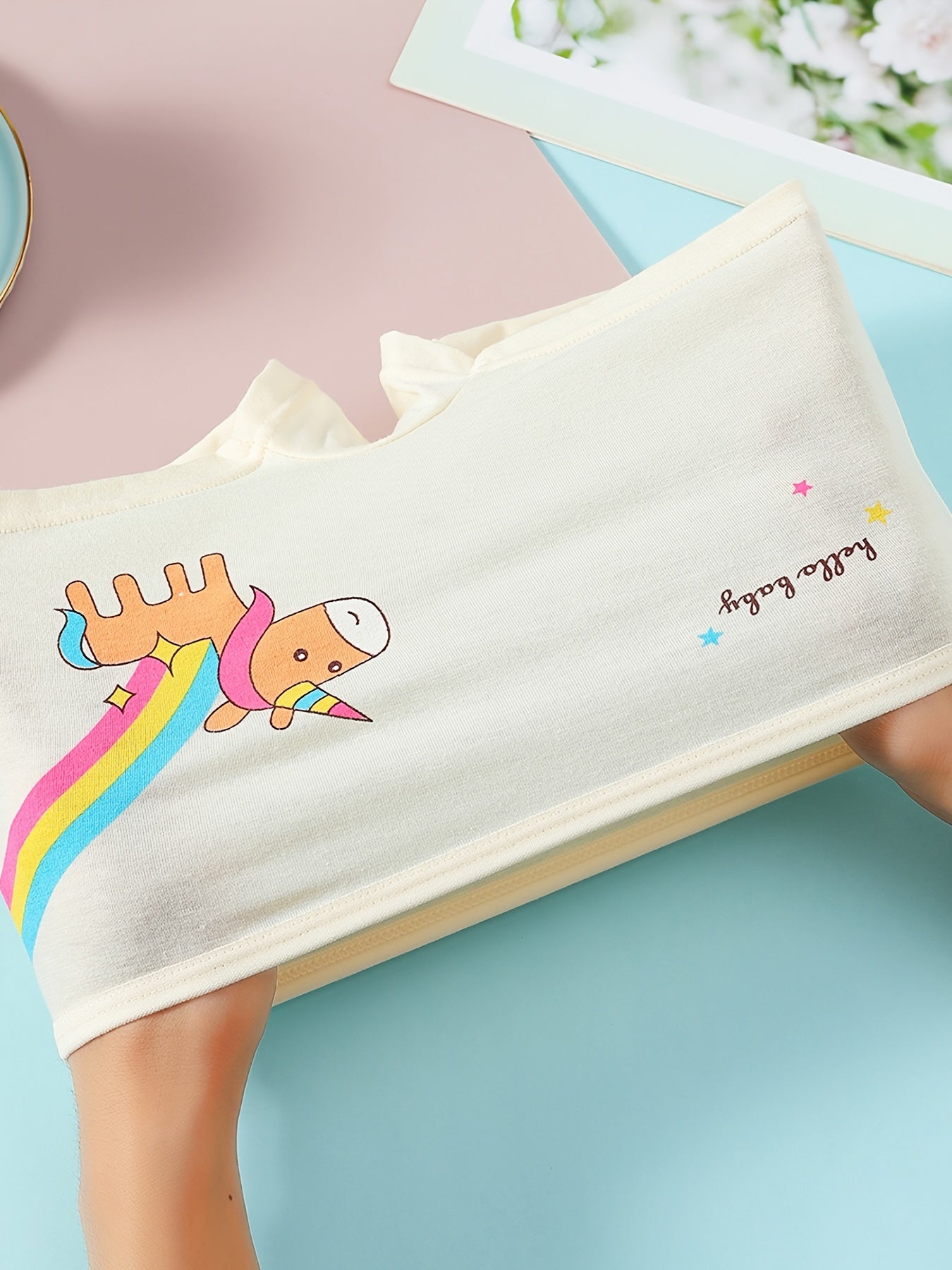 5pcs Unicorn Printed Boxer Shorts Girls Comfy Stretch Panties