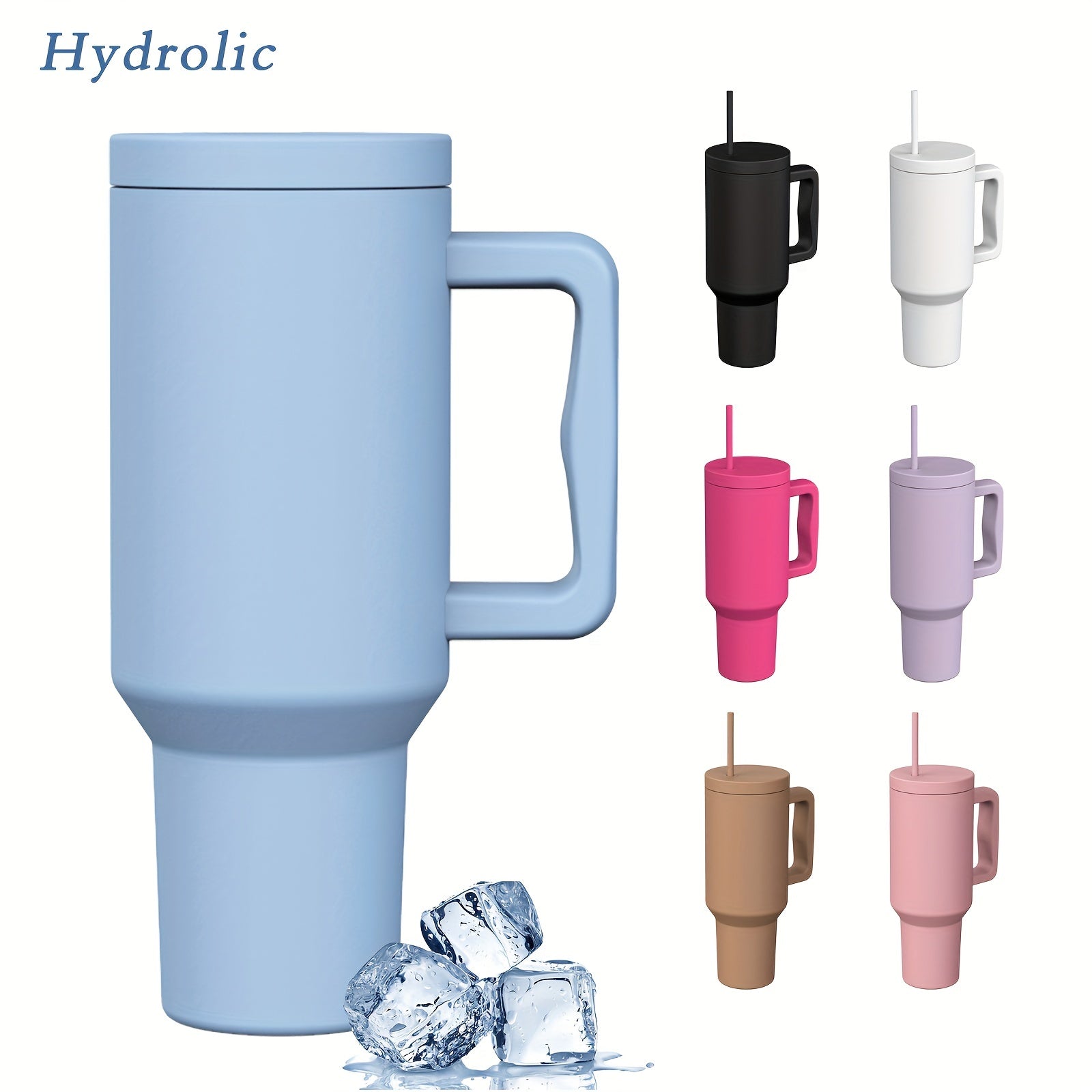 Stainless Steel Tumbler with Straw Lid Handle