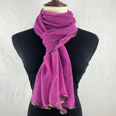 Purple Sparkling Lace Thin Scarf Vintage Breathable Shawl Women Head Wrap Turban