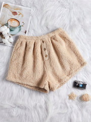 Soft Fuzzy Lounge Bottoms with Elastic Waistband Shorts