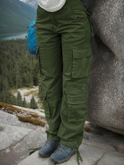 Retro Cargo Pants Women's Elastic Waist Loose Fit Wide Leg