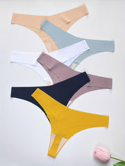 6 Pcs Seamless Stretchy Thongs Soft & Comfy Intimates Women's Lingerie