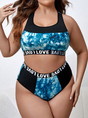Sports Lingerie Set Colorblock Tie Dye Bra & Panty Set