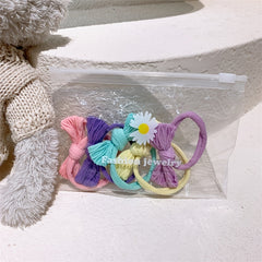 5pcs Colorful Elastic Bow Hair Ties for Girls