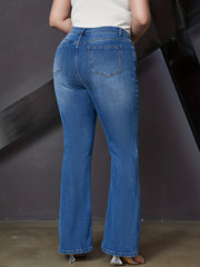 Ripped Flare Leg Jeans Women's Plus Medium Stretch Jeans