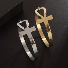 Stainless Steel Ancient Egypt Cross Bracelet Golden Silver Bangles
