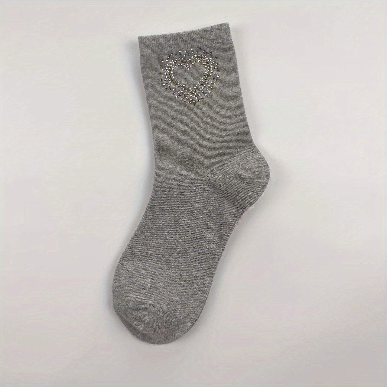Heart Rhinestone Mid Tube Socks Women's Stockings