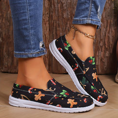 Women's Christmas Style Slip On Sneakers Soft Sole Casual Shoes