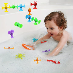 32 Pcs Silicone Suction Cup Toys for Kids with Eggshell Storage